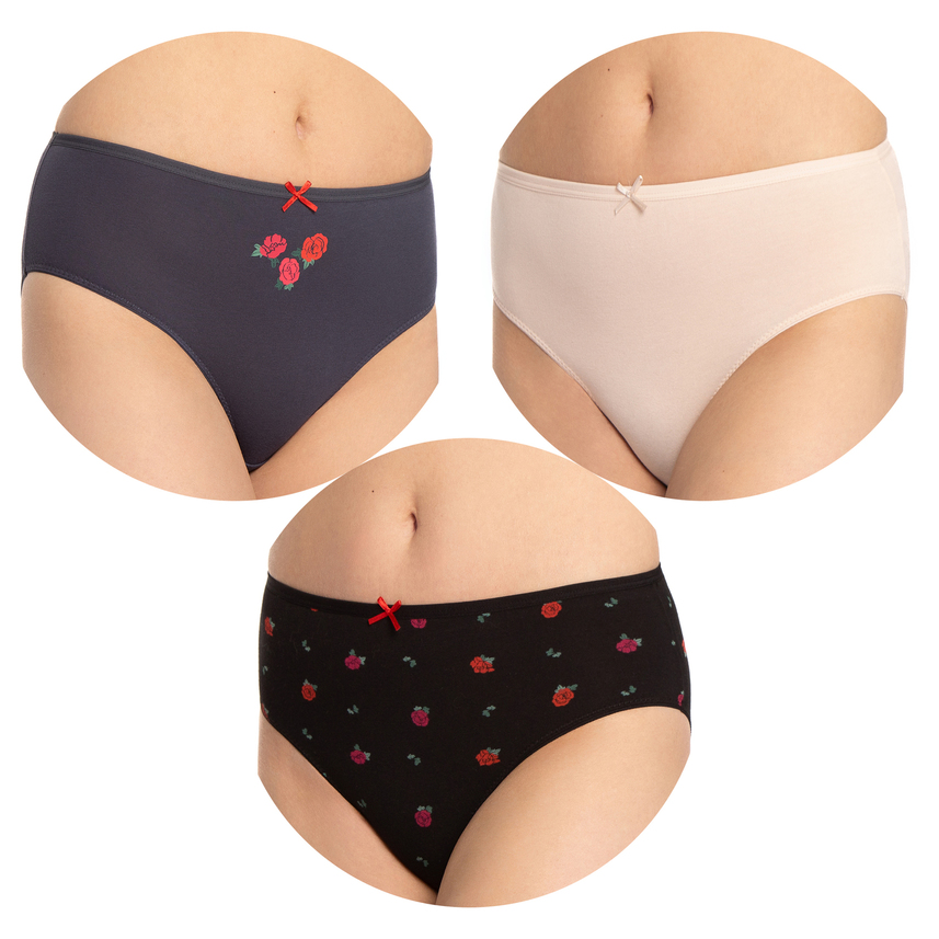 3-pak, majtki damskie bawełniane