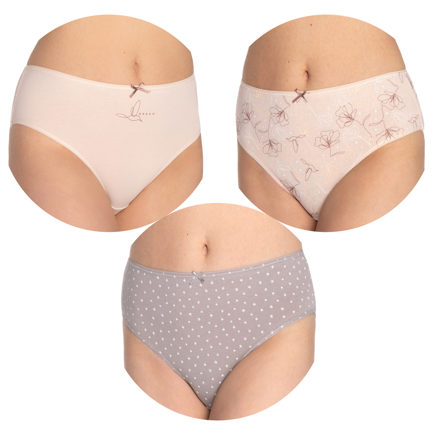 3 pak, majtki damskie bawełniane