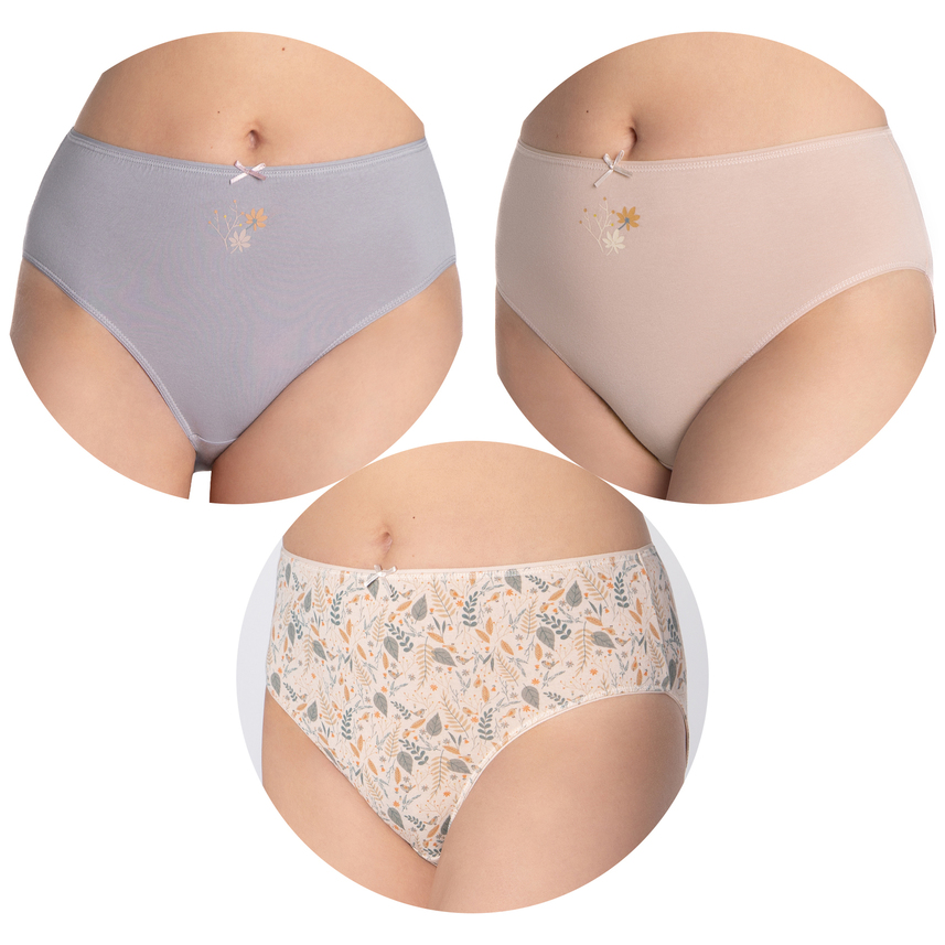 3 pak, majtki damskie bawełniane