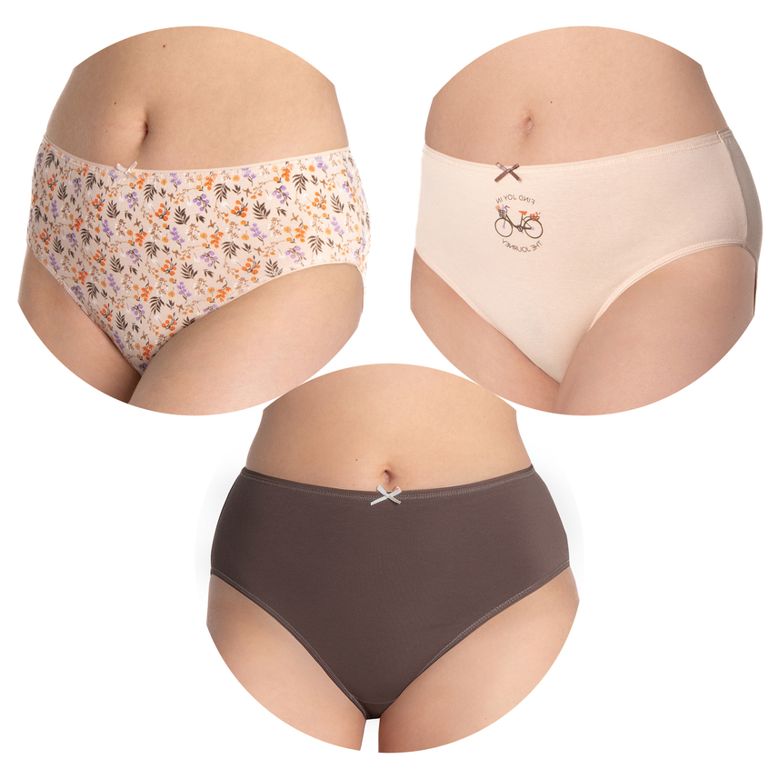 3 pak, majtki damskie bawełniane